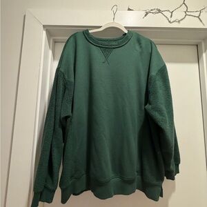 AERIE Green Crewneck Fleece Sweater